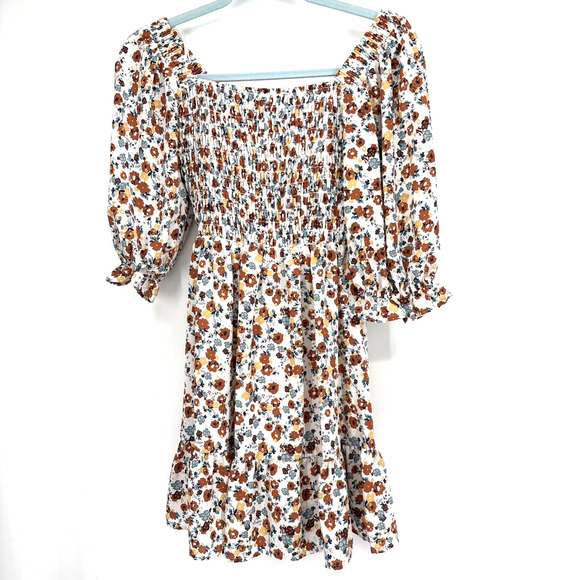 Jessica Simpson Dress XS Puff Sleeve Lined babydoll Y2K Floral Tiered - Picture 1 of 9